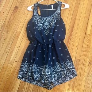 Navy and White Romper